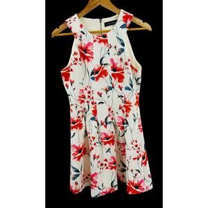 Ivanka Trump Floral Print‎ Scuba Crepe Fit-And-Flare Dress Women's Size 8**